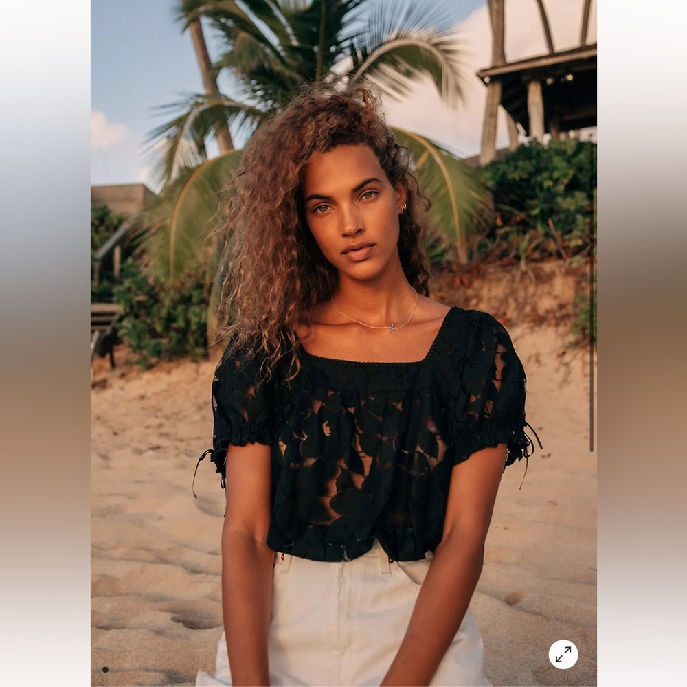 Free People Meet Me At Noon Black Lace Bodysuit Medium